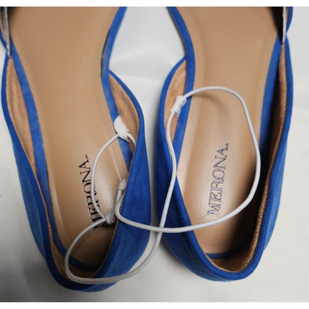 Merona Blue Poppy D Orsay Pointed Toe Flats Shoes Women's Size 6 - Picture 6 of 11